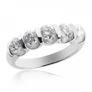 1.45 Carat 5 Stone Diamond Wedding Ring Platinum